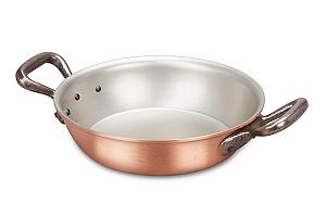 Classical Range 16cm Round Copper au Gratin Pan with Cast Iron Loop Handles