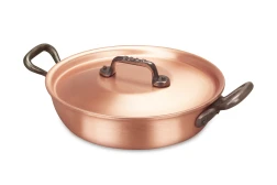 Sartén clásica redonda de cobre de 20 cm con asas de hierro fundido — 2