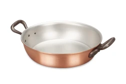 Sartén clásica redonda de cobre de 20 cm con asas de hierro fundido — 1