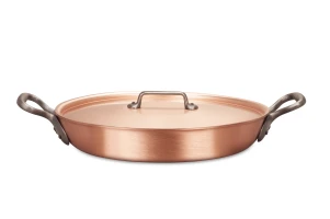 Poêle à gratin ronde classique en cuivre de 32 cm avec poignées en fonte — 3
