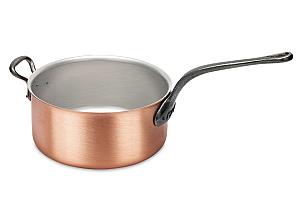 Classical Range 24cm Copper Saucepan with Cast Iron Handle and Helper Handle