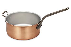 Klassieke serie 28 cm koperen steelpan met gietijzeren handvat en extra handvat