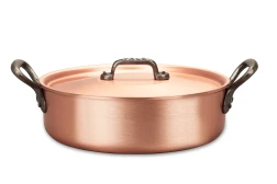 Rondeau clásico de cobre de 24 cm con asas de hierro fundido — 3