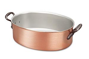 Classical Range 30 x 20cm Oval Copper Casserole with Cast Iron Handles