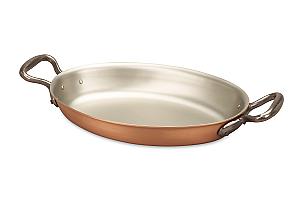Gamma classica Padella ovale in rame da 25 x 17 cm con manici ad anello in ghisa