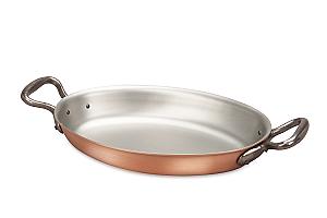 Classical Range 25 x 17cm Oval Copper au Gratin Pan with Cast Iron Loop Handles