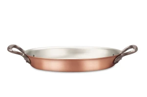Classical Range 25 x 17cm Oval Copper au Gratin Pan with Cast Iron Loop Handles — 2