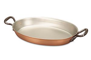 Gamma classica Padella ovale in rame da 30 x 20 cm con manici ad anello in ghisa