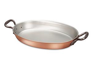 Classical Range 30 x 20cm Oval Copper au Gratin Pan with Cast Iron Loop Handles