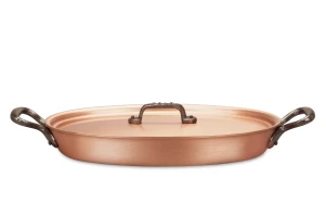 Classical Range 30 x 20cm Oval Copper au Gratin Pan with Cast Iron Loop Handles — 3