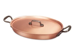 Classical Range 30 x 20cm Oval Copper au Gratin Pan with Cast Iron Loop Handles — 2