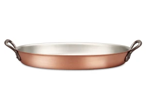 Classical Range 40 x 26cm Oval Copper au Gratin Pan with Cast Iron Loop Handles — 2