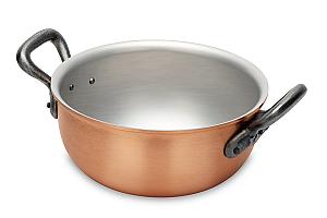 Classical Range 16cm Copper Stew Pan with Cast Iron Handles