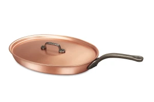 Classical Range 30 x 20cm Oval Copper Frying Pan with Cast Iron Handle — 2
