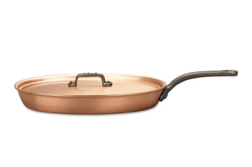 Classical Range 30 x 20cm Oval Copper Frying Pan with Cast Iron Handle — 3