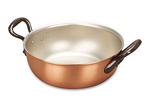 Classical Range 20cm Copper Stew Pan with Cast Iron Handles