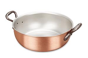 Classical Range 24cm Copper Stew Pan with Cast Iron Handles