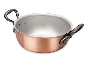 Classical Range 18cm Copper Stew Pan with Cast Iron Handles