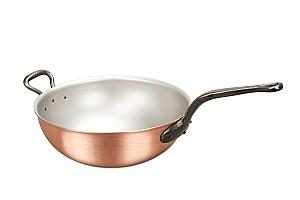 Classical Range 28cm Copper Wok with Cast Iron Handle and Helper Handle