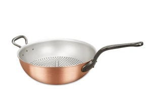 Wok clásico de cobre de 28 cm con mango de hierro fundido y mango auxiliar — 2