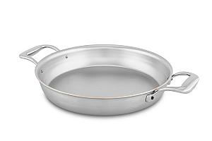 Copper Coeur 24cm Round au Gratin Pan with Stainless Steel Loop Handles - Induction Compatible