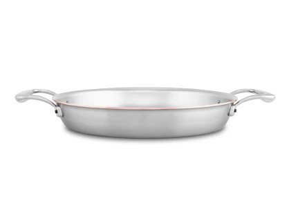 Copper Coeur 28cm Round au Gratin Pan with Stainless Steel Loop Handles - Induction Compatible — 3