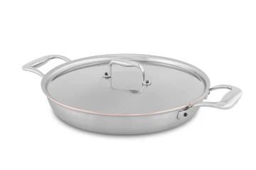 Copper Coeur 28cm Round au Gratin Pan with Stainless Steel Loop Handles - Induction Compatible — 2