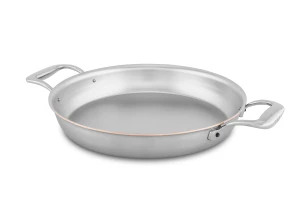 Copper Coeur 28cm Round au Gratin Pan with Stainless Steel Loop Handles - Induction Compatible — 1
