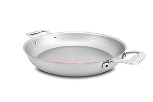 Copper Coeur 32cm Round au Gratin Pan with Stainless Steel Loop Handles - Induction Compatible