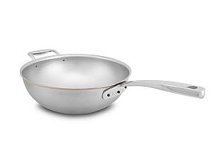 Copper Coeur 28cm Wok with Stainless Steel Handle and Helper Handle - Induction Compatible