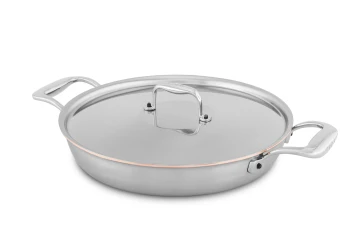 Copper Coeur 24cm Round au Gratin Pan with Stainless Steel Loop Handles - Induction Compatible — 2