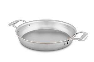 Copper Coeur 24cm Round au Gratin Pan with Stainless Steel Loop Handles - Induction Compatible