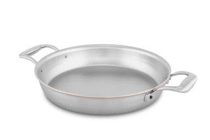 Copper Coeur 24cm Round au Gratin Pan with Stainless Steel Loop Handles - Induction Compatible — 1