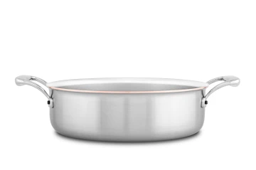 Copper Coeur 24cm Rondeau with Stainless Steel Handles - Induction Compatible — 3