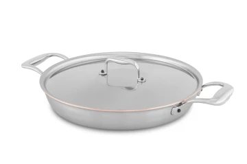 Copper Coeur 28cm Round au Gratin Pan with Stainless Steel Loop Handles - Induction Compatible — 2