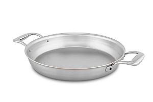 Copper Coeur 28cm Round au Gratin Pan with Stainless Steel Loop Handles - Induction Compatible