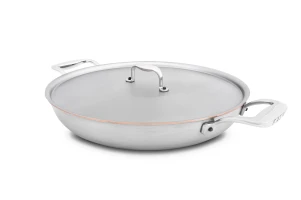 Copper Coeur 32cm Round au Gratin Pan with Stainless Steel Loop Handles - Induction Compatible — 2