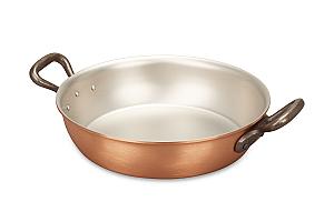 Classical Range 20cm Round Copper au Gratin Pan with Cast Iron Loop Handles