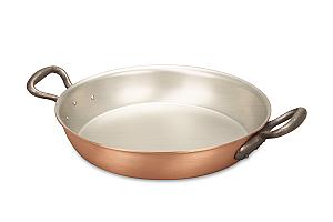Classical Range 24cm Round Copper au Gratin Pan with Cast Iron Loop Handles