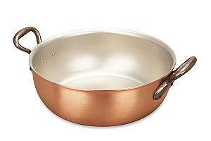 Classical Range 24cm Copper Stew Pan with Cast Iron Handles