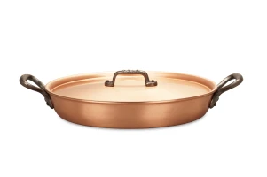 Classical Range 28cm Round Copper au Gratin Pan with Cast Iron Loop Handles — 3