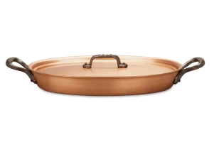 Classical Range 30 x 20cm Oval Copper au Gratin Pan with Cast Iron Loop Handles — 3