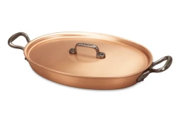 Classical Range 30 x 20cm Oval Copper au Gratin Pan with Cast Iron Loop Handles — 2