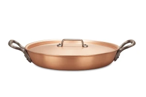 Classical Range 32cm Round Copper au Gratin Pan with Cast Iron Loop Handles — 3