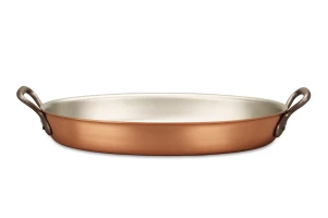 Classical Range 40 x 26cm Oval Copper au Gratin Pan with Cast Iron Loop Handles — 2