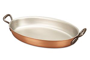 Classical Range 40 x 26cm Oval Copper au Gratin Pan with Cast Iron Loop Handles