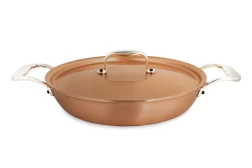 Signature 2.0 Range 24cm Round Copper au Gratin Pan with Stainless Steel Loop Handles - Induction Compatible — 3