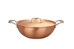 Signature Range 24cm Copper Risotto Pan with Stainless Steel Loop Handles  — 3