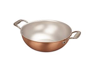 Signature Range 24cm Copper Risotto Pan with Stainless Steel Loop Handles 