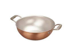 Signature Range 24cm Copper Risotto Pan with Stainless Steel Loop Handles  — 1